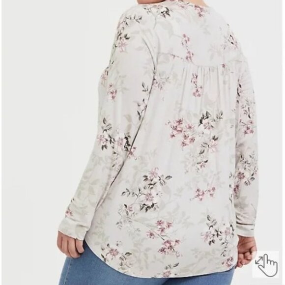Torrid Super Soft Surplice Long Sleeve Stretch Victorian Floral Top - NEW - Picture 2 of 9